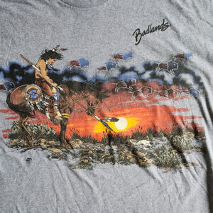 Mens 2XL Native American Indian Badlands Art tshirt